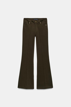 ZARA БРЮКИ FLARED, ТЕМНЫЙ ХАКИ