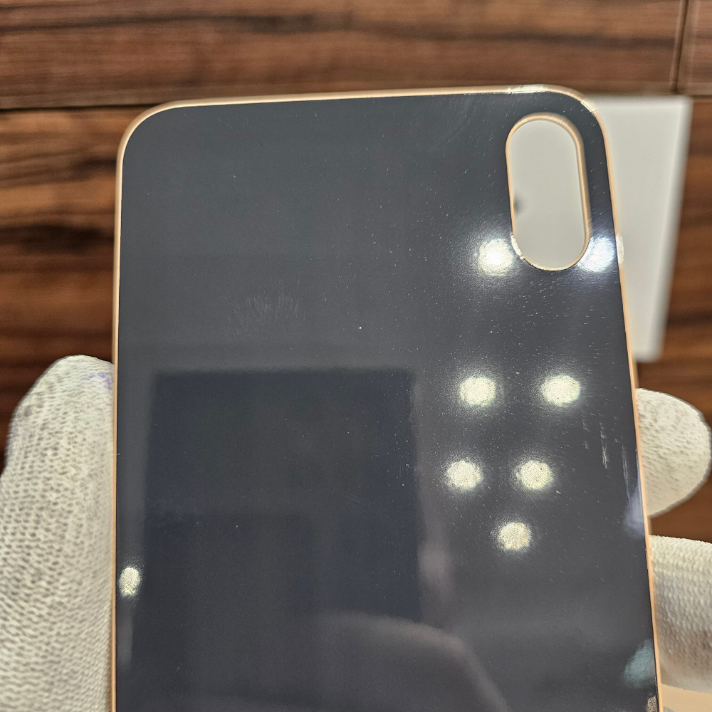 Крышка для iPhone XS Max - задняя стеклянная панель "премиум качество" (золотого цвета)