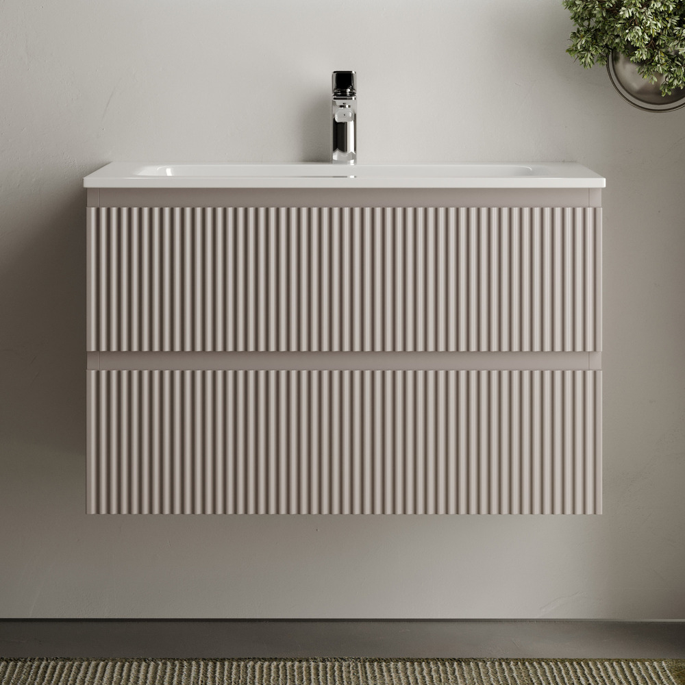 Тумба подвесная Sancos Snob R, Doha Soft 790х445х500, под столешницу без отверстия под смеситель, цвет Kreman, арт. SNR80SM