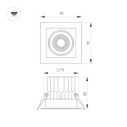 Светильник MS-VORTEX-BUILT-S90x90-12W Day4000 (WH-WH, 20 deg, 230V) (Arlight, IP20 Металл, 5 лет) 057913