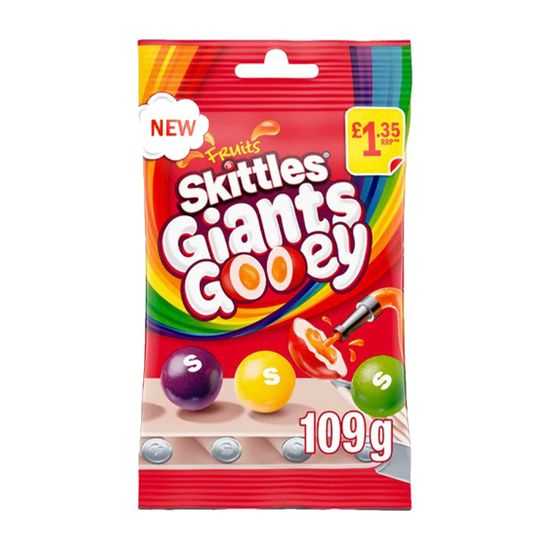 Жевательная конфета Skittles Giants GOOEY с начинкой, 109 гр