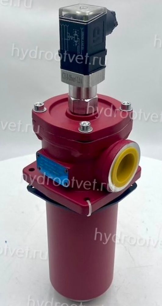 RFBN/HC110DC10D1.X/-L24 - Сливной фильтр гидравлический одинарный модели RF тонкость фильтрации 10 мкм, типоразмер 110, вид присоединения: резьба G3/4, материал корпуса - чугун, рабочее давление до 25 бар, визуально-электрический (лампа с напряжением 24В) индикатор загрязнения