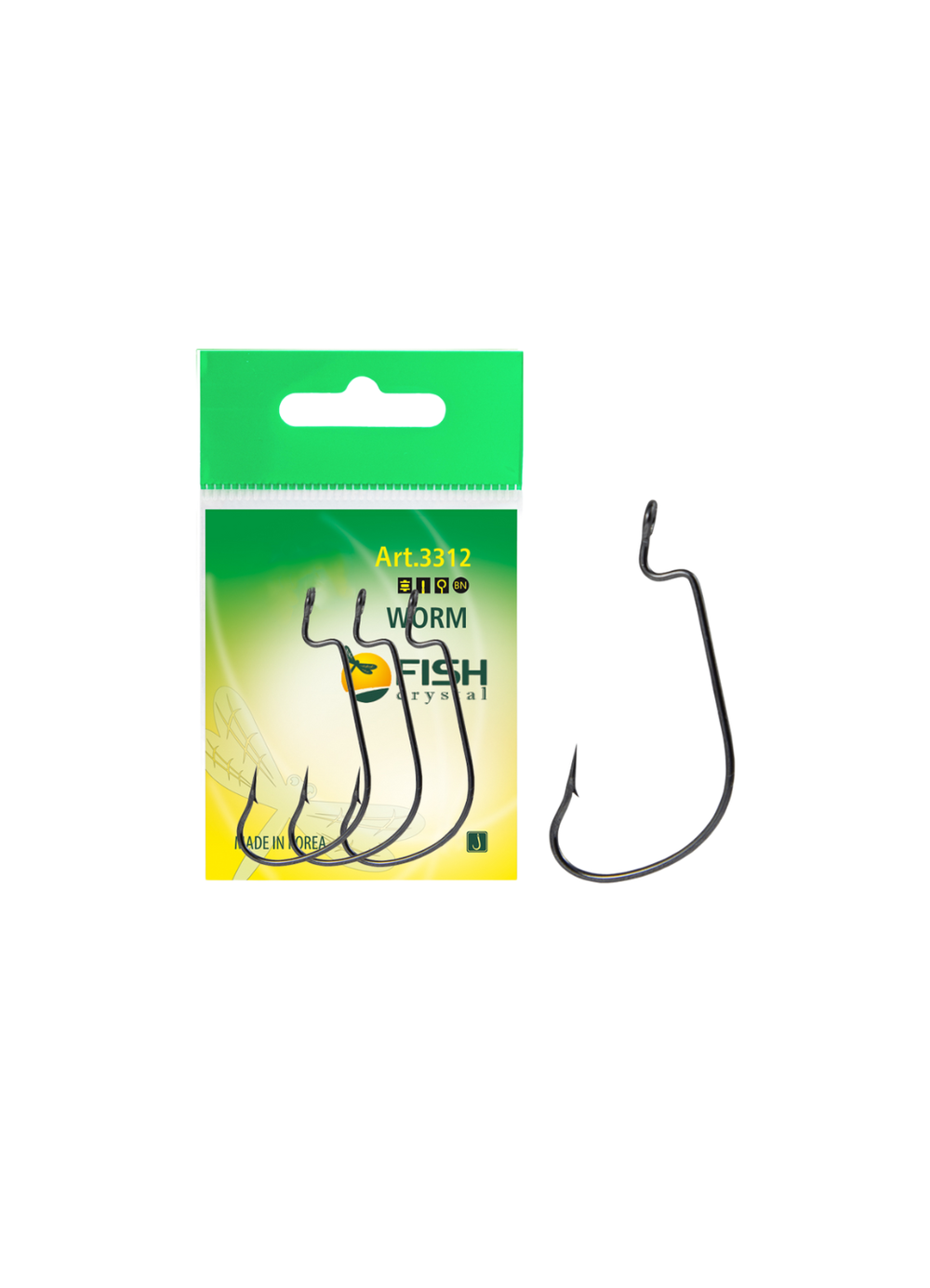 Крючок рыболовный Fish Crystal (офсет) WORM с БОЛЬШИМ ухом 3312 №1 (5 упаковок)