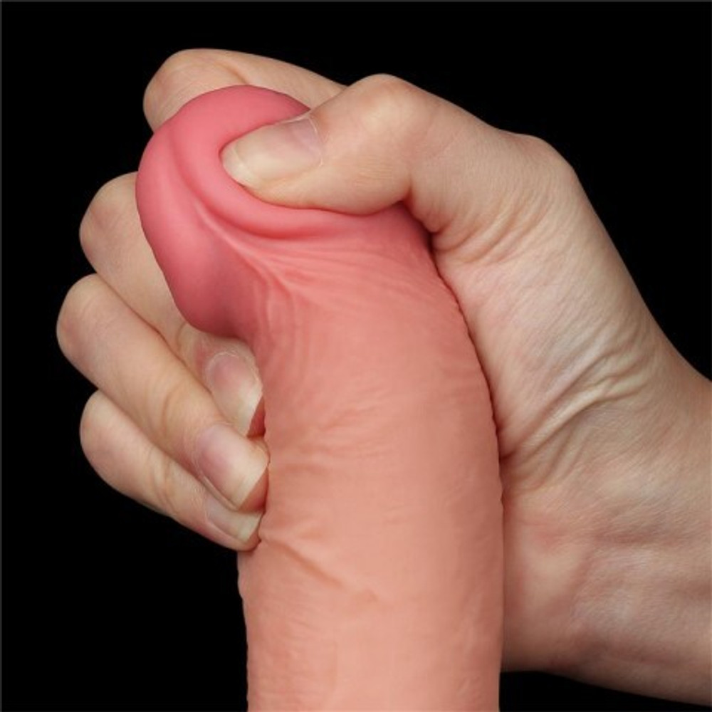 Реалистичный фаллоимитатор Lovetoy Sliding Skin (19,5×3,7 см) с двойной плотностью телесный
