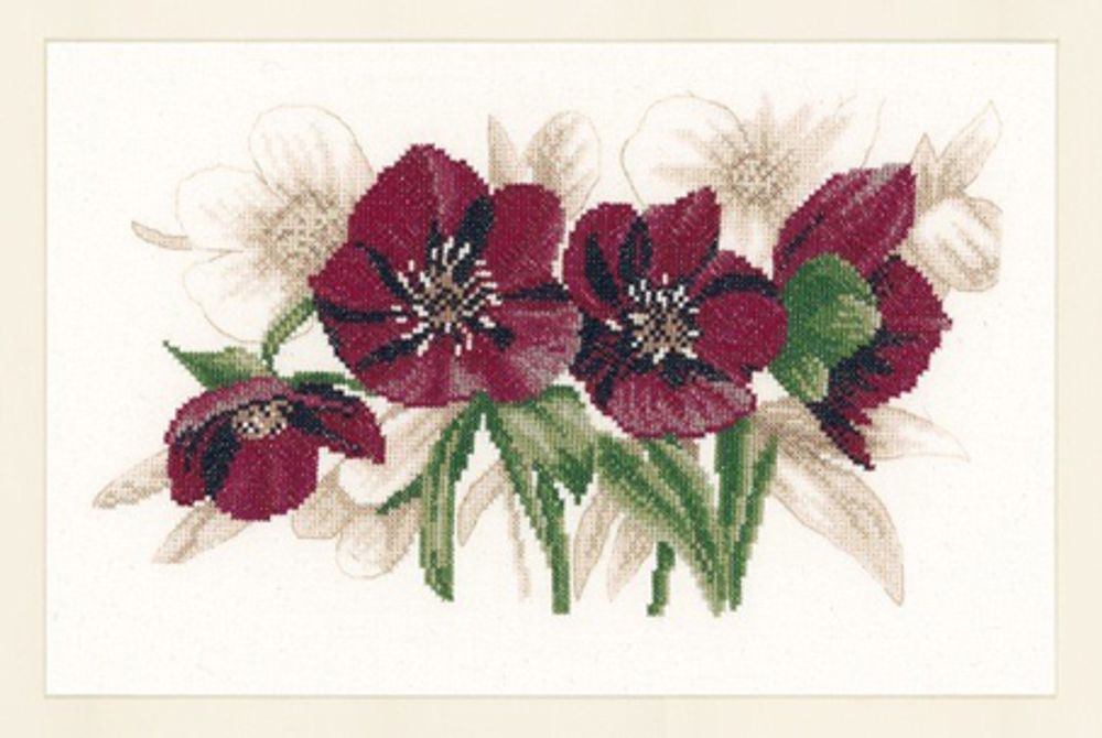 Набор для вышивания нитками Lanarte, Hellebores, 28х17 см Набор для вышивания нитками Lanarte, Hellebores, 28х17 см