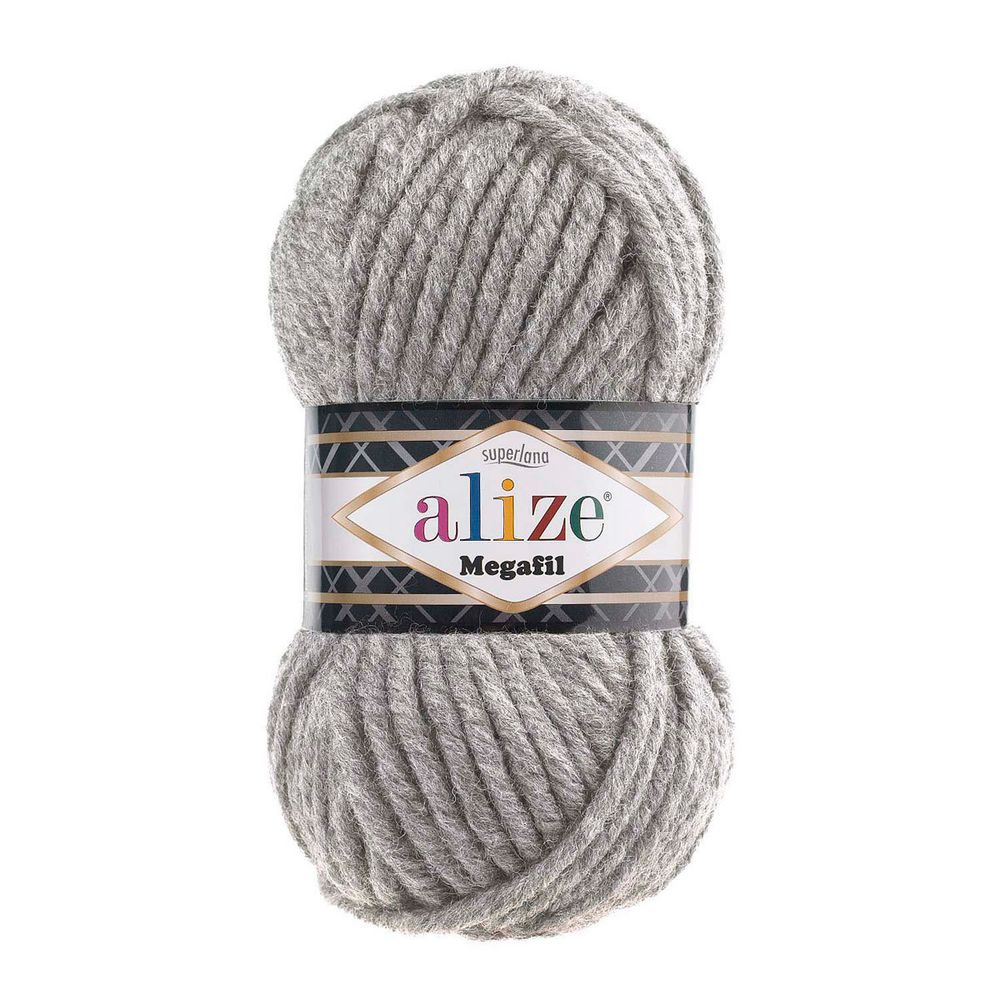 Пряжа Alize (Ализе) Superlana Megafil / уп.5 мот. по 100 г, 55м, 021 серый меланж A