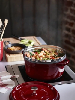 STAUB Чугунная кастрюля Cocotte 24 см 3,8 л со вставкой-пароваркой графит EAN 3272340053535