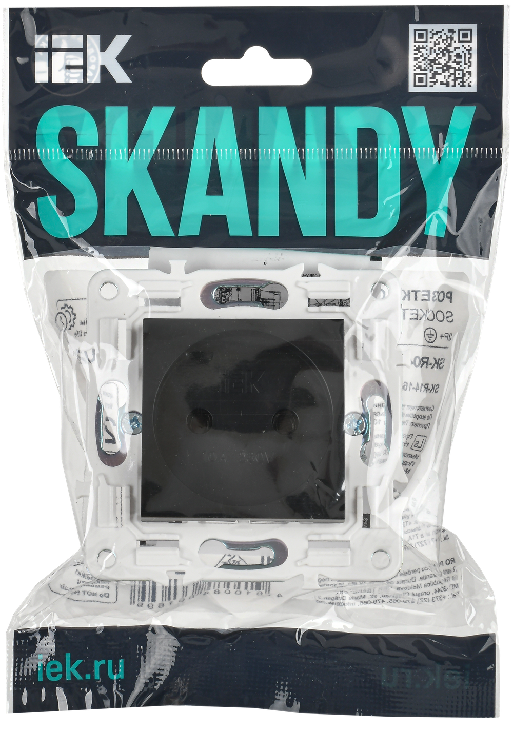 SKANDY Розетка без заземления без защитных шторок 10А SK-R02Bl черный IEK