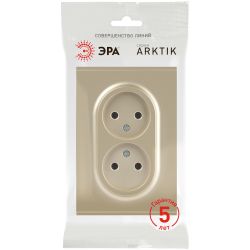 Розетка ЭРА Arktik 16-2107-04 без заземления двойная 2X2P 16А-250В шампань | Эра Arktik