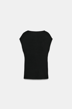 ZARA ТОП СО СБОРКАМИ И ФУРНИТУРОЙ, ЧЕРНЫЙ