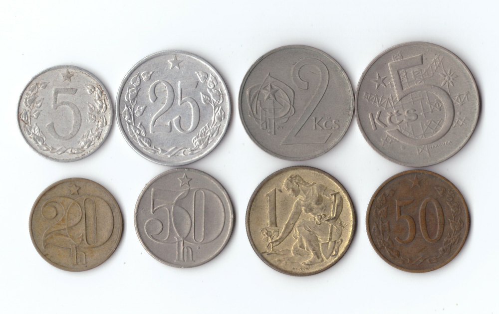 Набор монет 8 шт. Чехословакия 1953-73 г. Старый, новый герб. XF