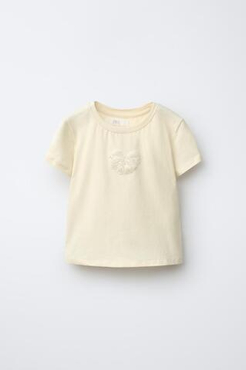 ZARA ФУТБОЛКА С БАНТИКОМ, ЖЕЛТЫЙ