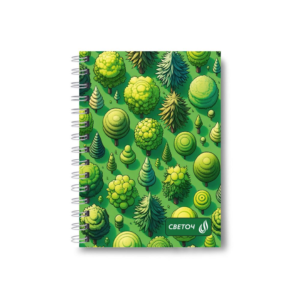 Записная книжка на гребне A6 80 л., 4 шт, клетка, Зелёный оазис 01189, Светоч ЗК112