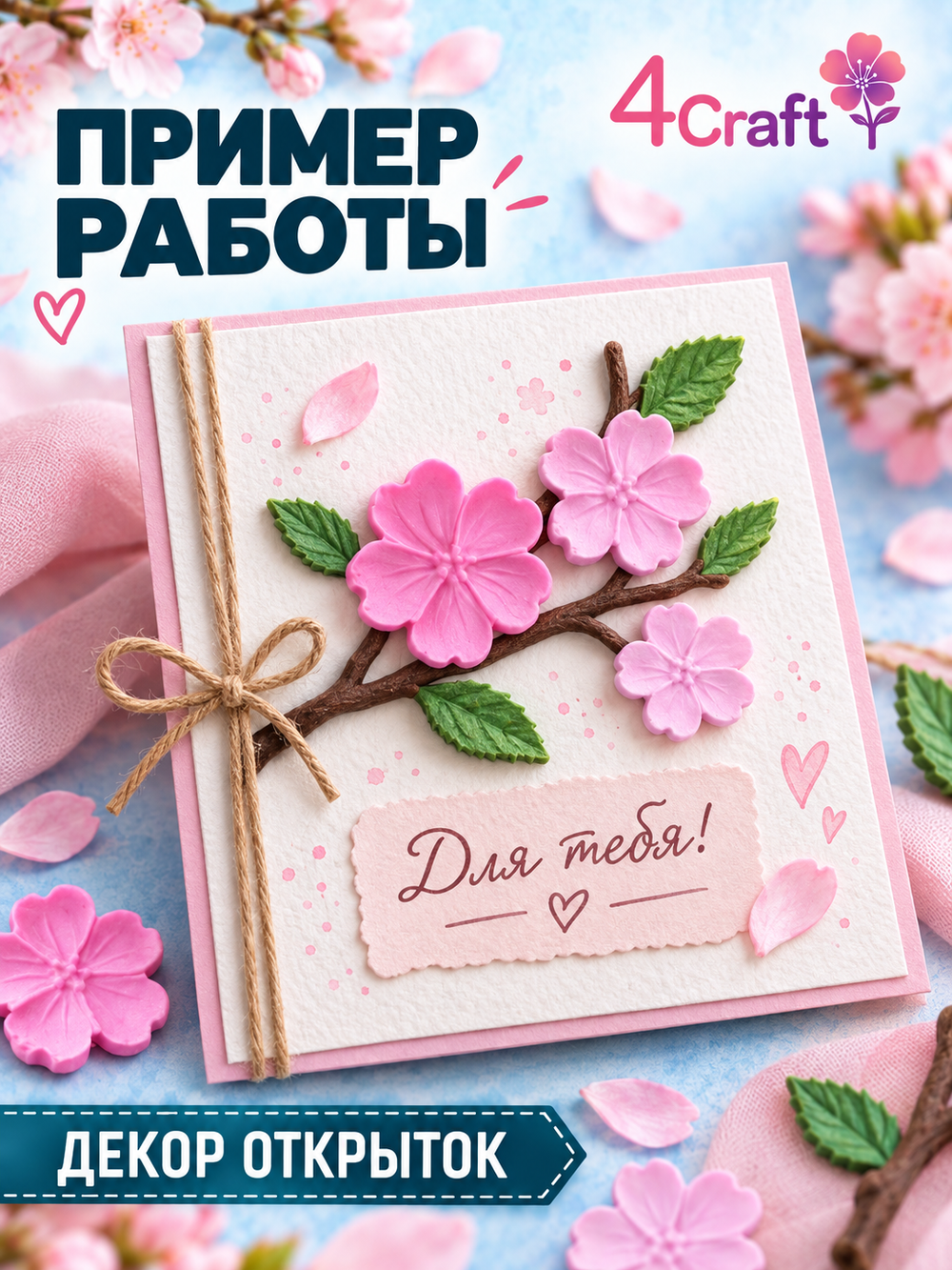 Молд силиконовый для творчества " Японский цветок, лист, веточка" 5 см / Форма для мыла, воска и полимерной глины