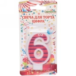 Свеча для торта Цифра Весёлый затейник «6» 6 см