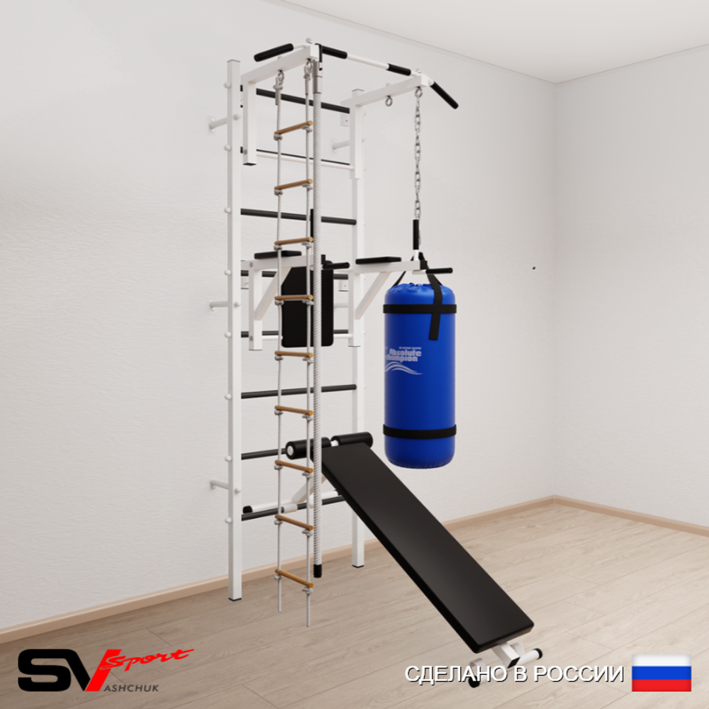 Шведская стенка Sv Sport 5853 (Турник стандарт/Брусья/Скамья/Канат/Лестница/Цепь/Мешок 30кг)