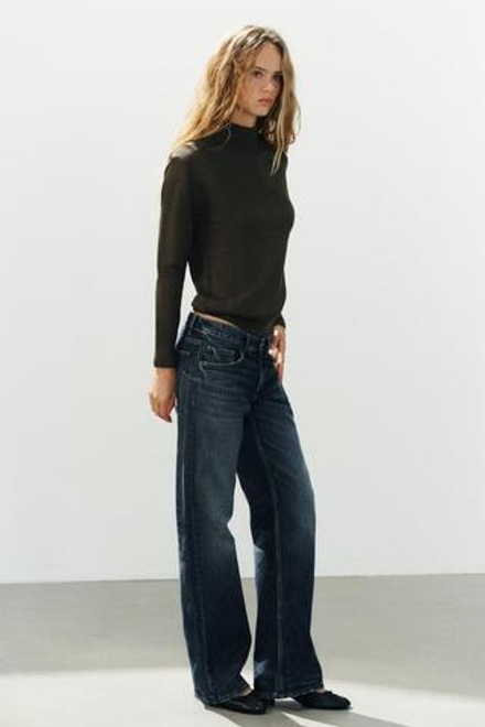 ZARA СВИТЕР С КОНТРАСТНЫМИ ВСТАВКАМИ НА ПЛЕЧАХ, ХАКИ