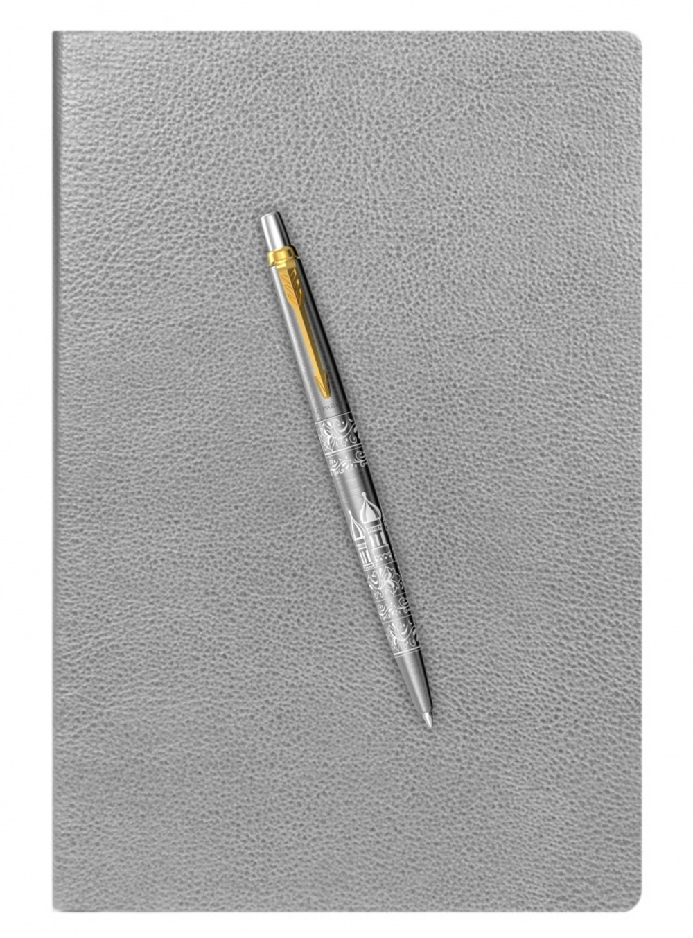 Подарочный набор: Шариковая ручка Parker Jotter Russia SE, цвет: St. Steel GT и Ежедневник недатированный серебристый