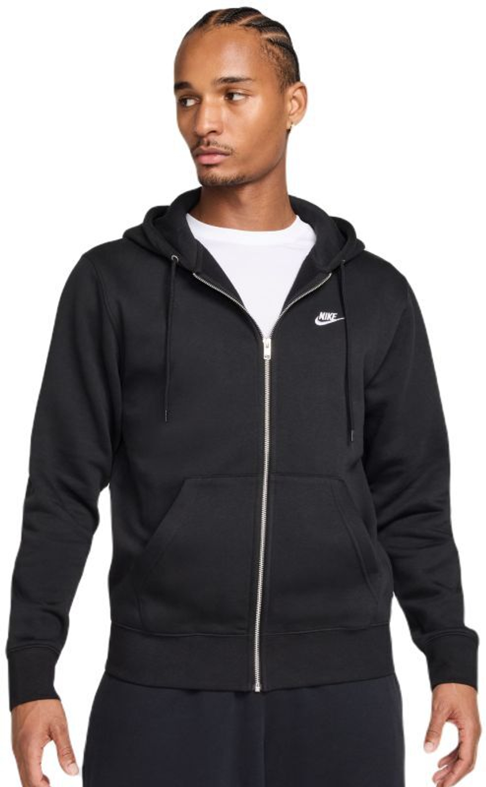 Мужская теннисная кофта Nike Club Full-Zip Fleece - черный/черный/белый