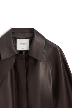 Massimo Dutti Длинный тренч из кожи наппа - Limited Edition, шоколадно-ричневый