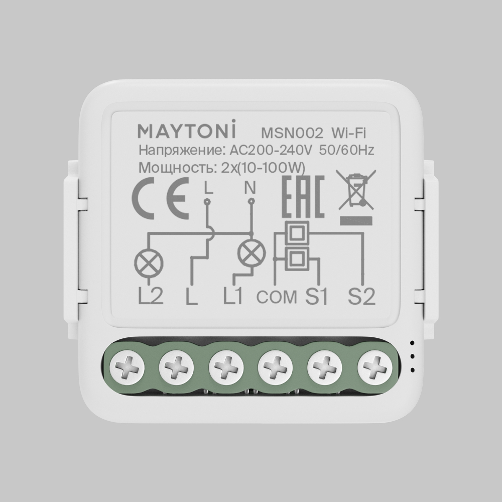 Wi-Fi выключатель двухканальный (без нуля) Maytoni MSN002