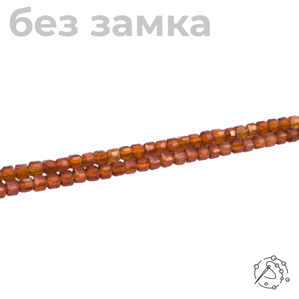 Нить бусин куб с огранкой 3 мм Гранат (спессартин)