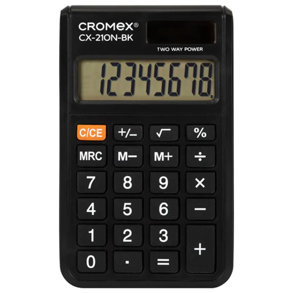 Калькулятор карманный Cromex, 8 разрядов, CX-210N-BK, двойное питание, 96х62мм