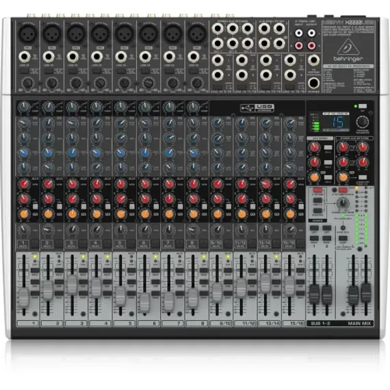 Behringer X2222USB -микшер,8 моно,4стерео,3 AUX-шины,2 подгруп, процес эффектов, интегрированный USB