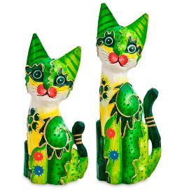 99-226 Фигурка «Кошка» н-р из двух 30, 20 см (албезия, о.Бали)