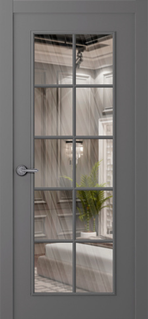 Дверь Ламира 1 / Цвет Эмаль графит / Прозрачное каленое / Двери Belwooddoors
