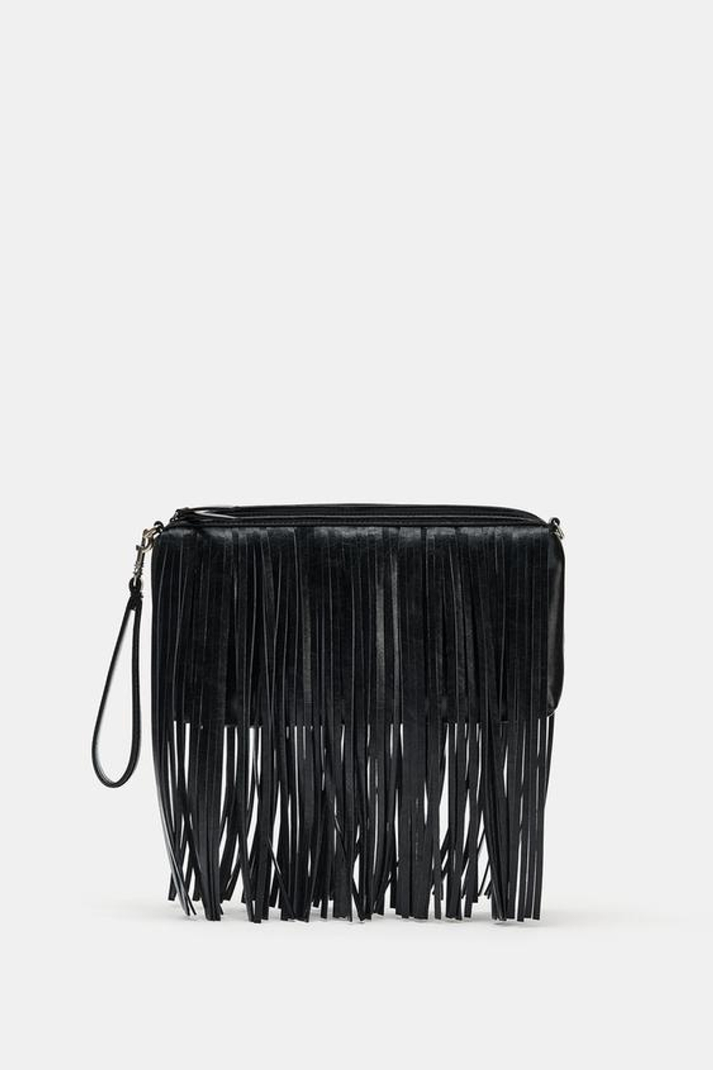 ZARA СУМКА С БАХРОМОЙ, ЧЕРНЫЙ