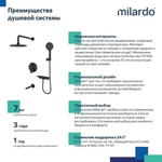 Душевая система 35к Milardo RORBL03M68 Рора (Rora) лейка "Тропический душ", встраиваемая, ЧЕРНЫЙ мат