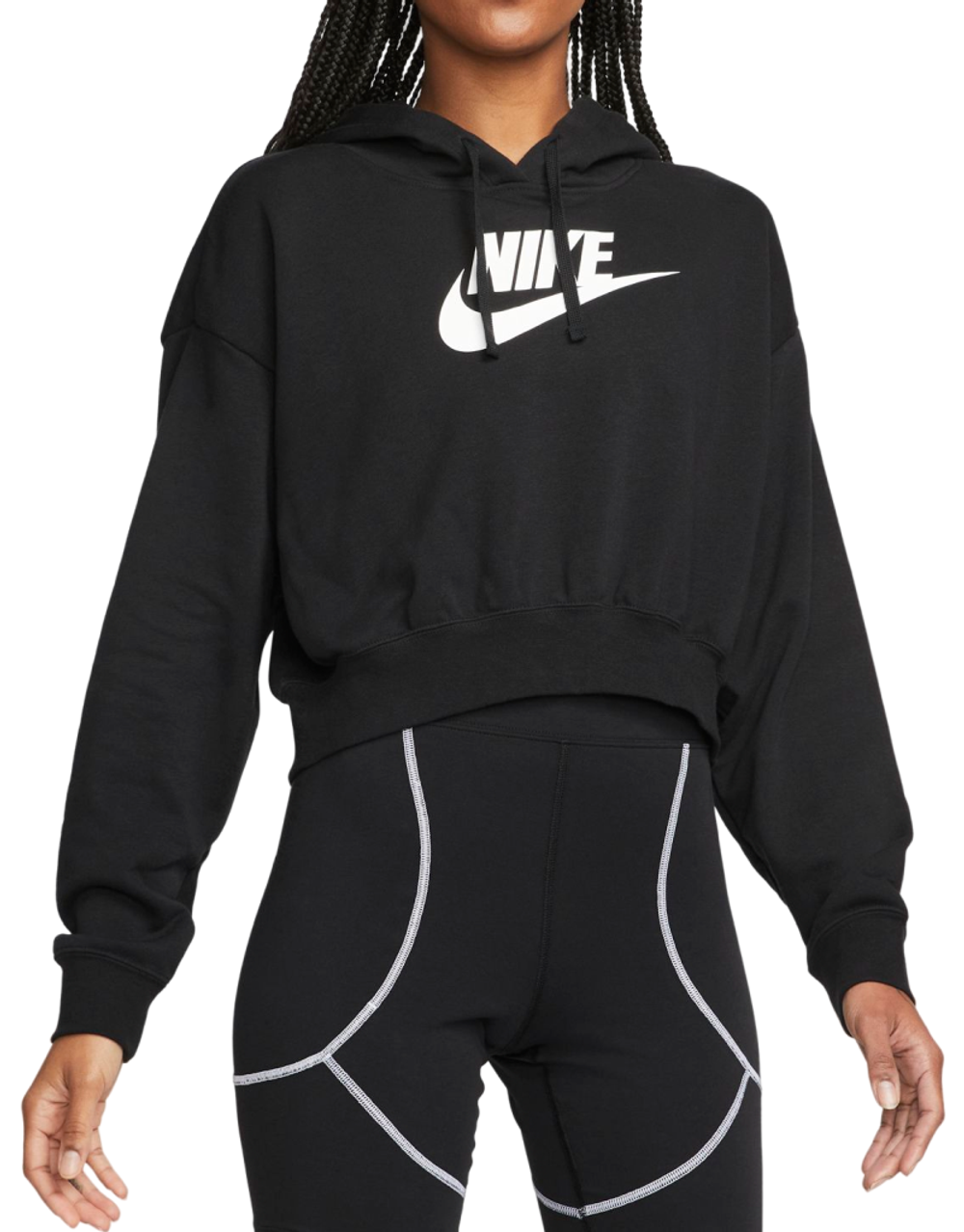 Женская Кофта теннисная Nike Sportswear Club Fleece Oversized Crop Hoodie - черный