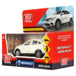Модель ин. мет. "Renault Arkana" 12см, откр. дв, багаж, белый, в коробка ARKANA-12-WH (Технопарк)