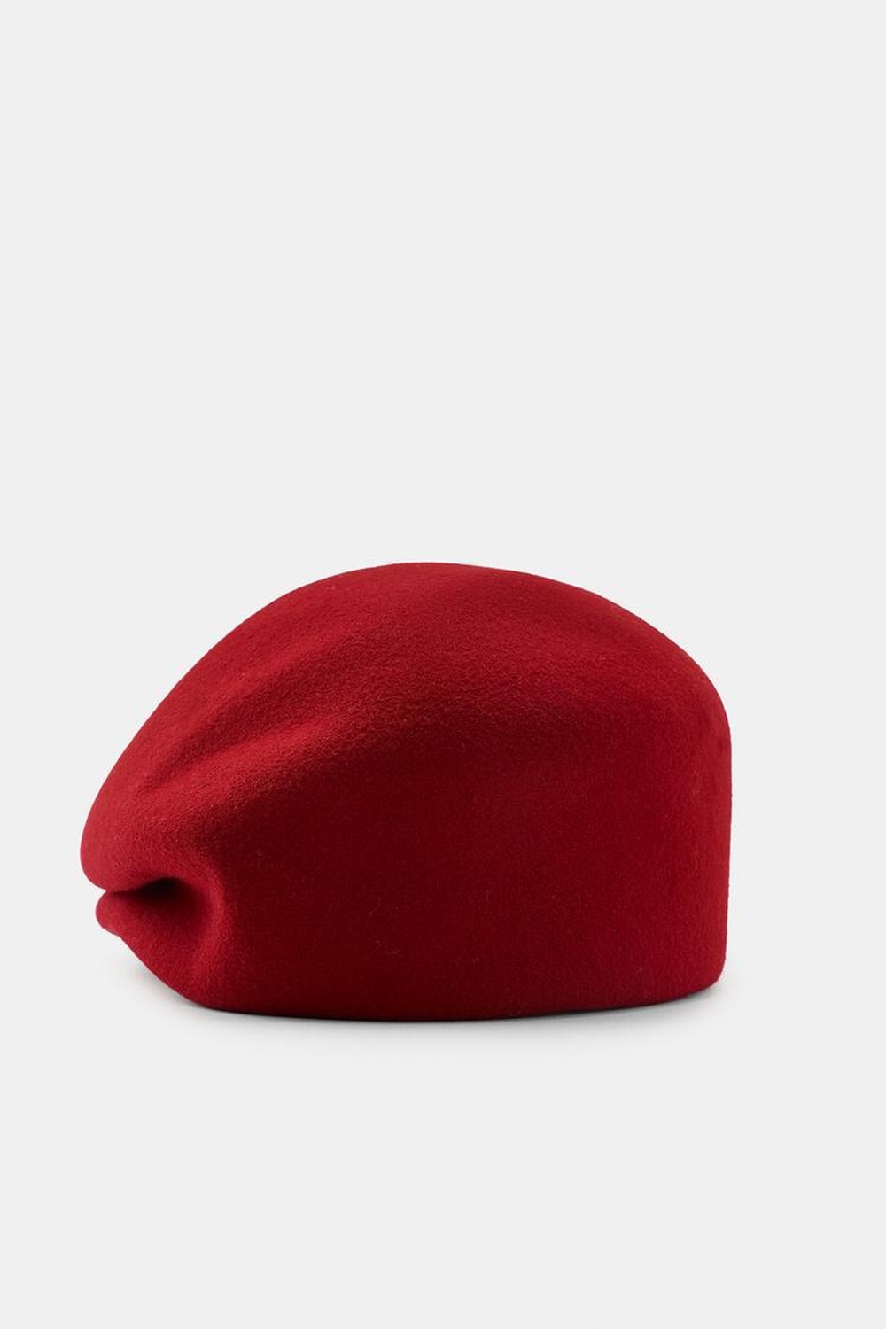 ZARA ОДНОТОННАЯ ШАПКА ИЗ 100% ШЕРСТИ, КРАСНЫЙ