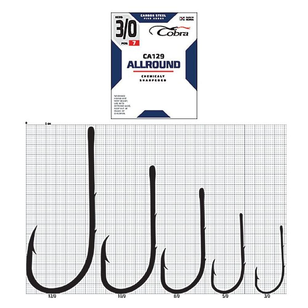 Крючки Cobra ALLROUND CA129  №3/0, 7 шт.