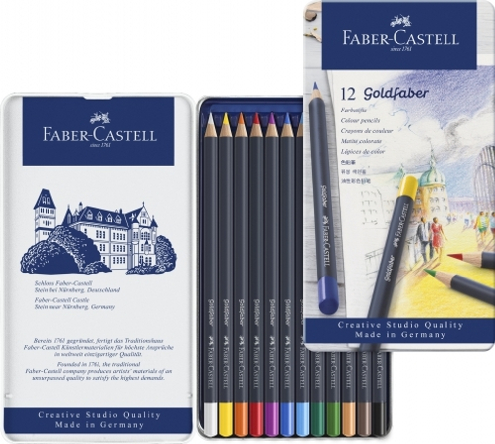 Цветные карандаши Goldfaber, в метал. коробке, 12 шт.