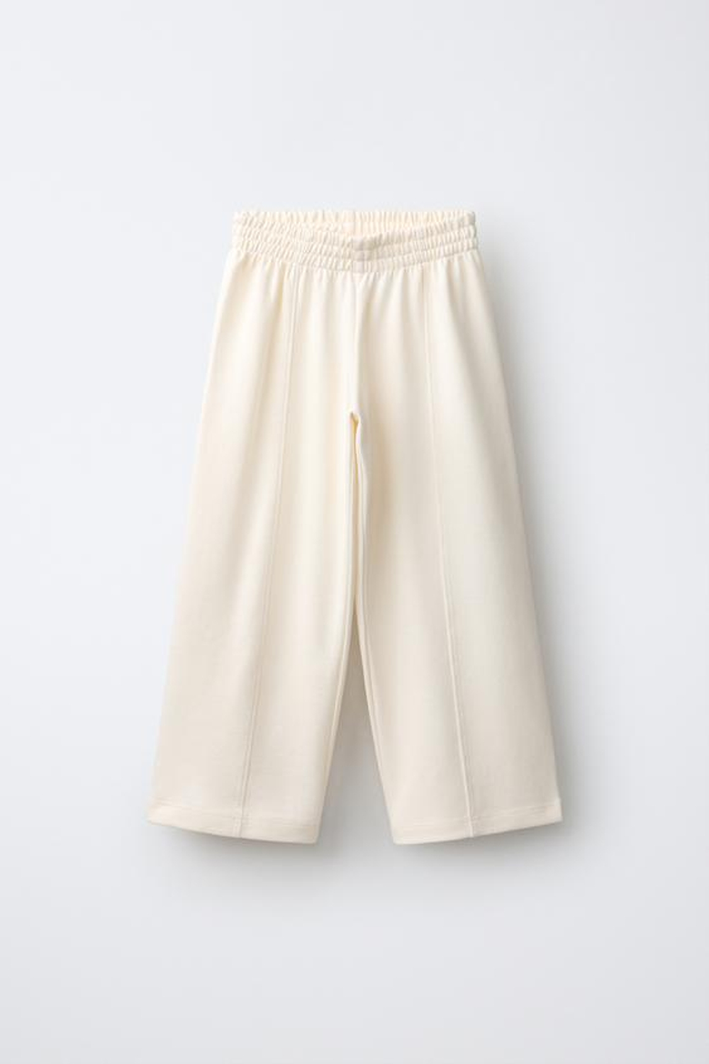 ZARA ТРИКОТАЖНЫЕ БРЮКИ WIDE LEG, ЭКРЮ