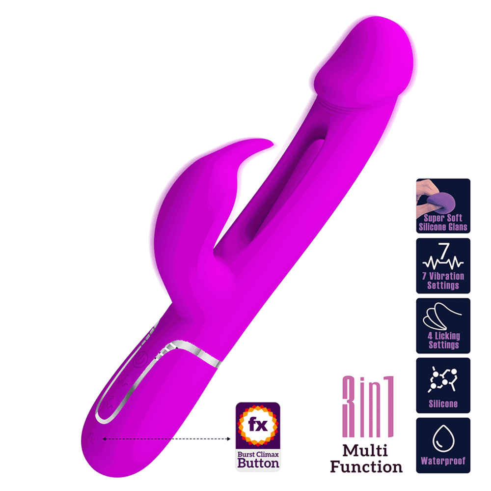 Лиловый вибратор-кролик 23,2см с фингерингом Pretty Love Twinkled Tenderness Kampas Flicking Vibrator Rabbit BW-500025