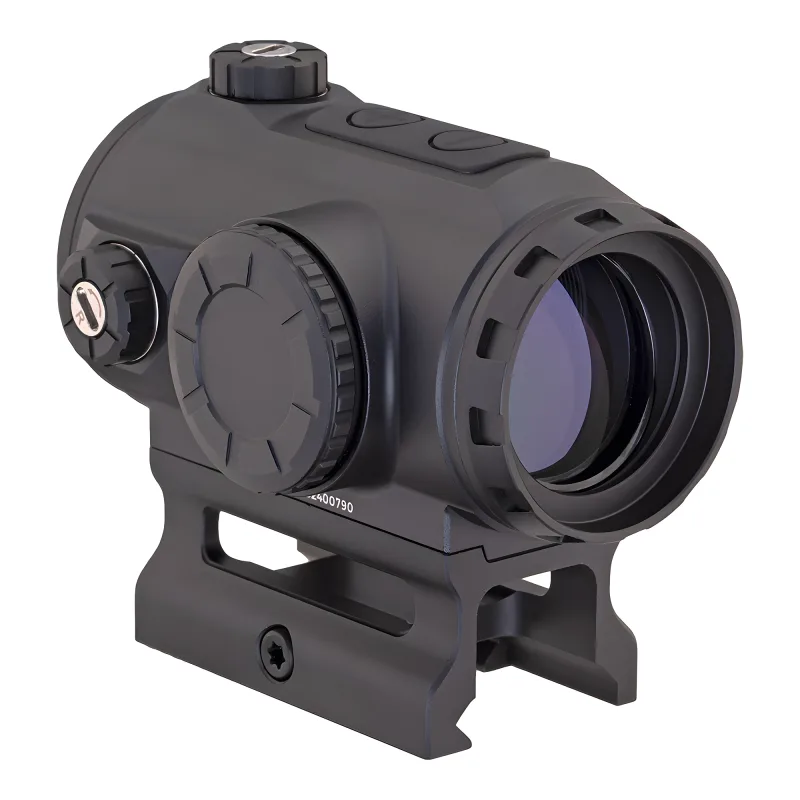 Коллиматор Gaut Tourmaline 1x25, закрытый, точка 3 МOA зелёная, Weaver - вид сзади справа, отсек для батареи