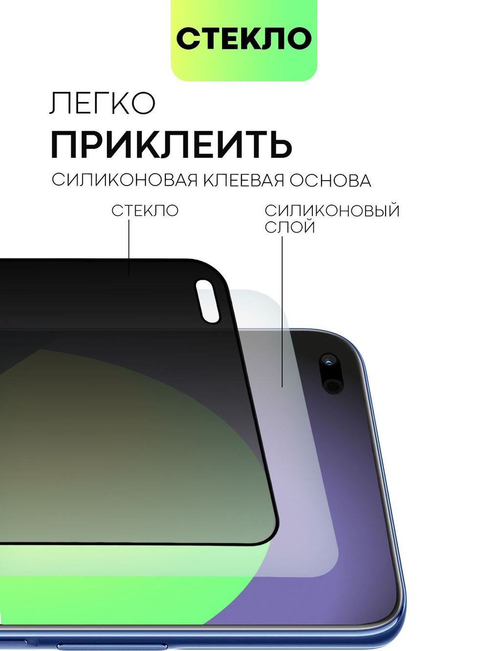 Набор стекол антишпион BROSCORP для Honor 50 Lite;Huawei nova 8i оптом (арт. HW-N8i-FSP-GLASS-SPY-SET2)