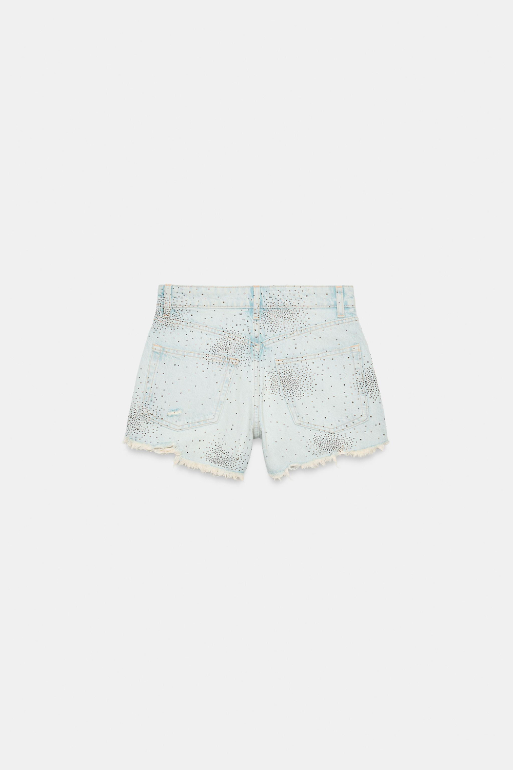ДЖИНСОВЫЕ ШОРТЫ С ВЫСОКОЙ ПОСАДКОЙ, РАЗРЕЗАМИ И БЛЕСКОМ — ZARA