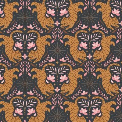 Tigers and flowers