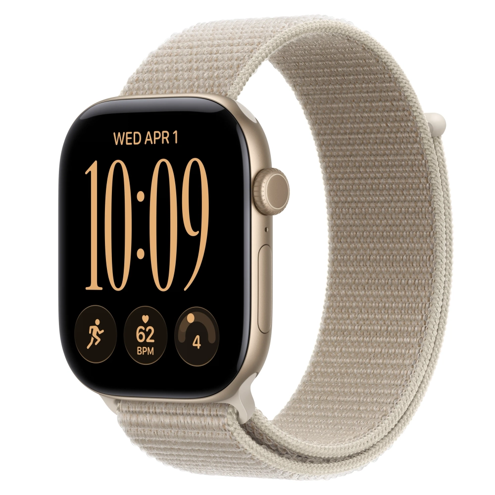 Умные часы Apple Watch Series 12 GPS, 46mm, Light Gold Aluminum Case with Limestone Sport Loop