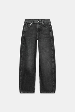 ZARA ДЖИНСЫ CURVED STRAIGHT СО СРЕДНЕЙ ПОСАДКОЙ — ZW COLLECTION, ЧЕРНЫЙ