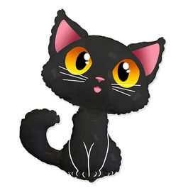 Фольгированный шар Фигура Черный Кот 90 х 83 см