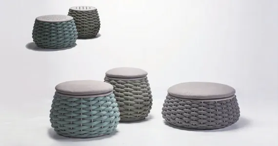 Уличный пуф-столик Pouf Ø80х30 см, зеленый