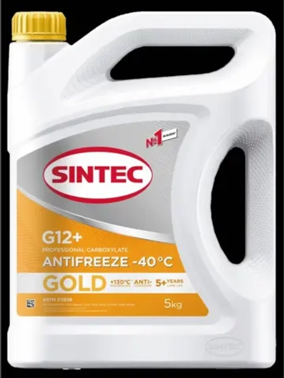 Антифриз Sintec GOLD G12+ готовый -40 желтый 5 кг 6145014