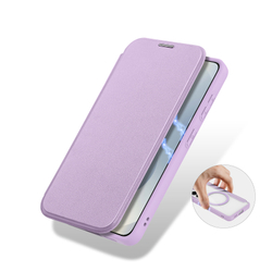 Чехол книжка фиолетового розового цвета с MagSafe для Samsung Galaxy S26+ Плюс, серия Skin X Pro Series от Dux Ducis