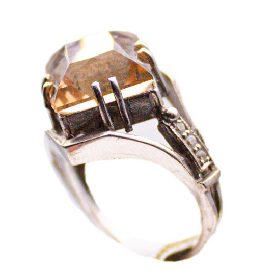 Кольцо, серебро 925° — Винный топаз, 16,5 р-р.